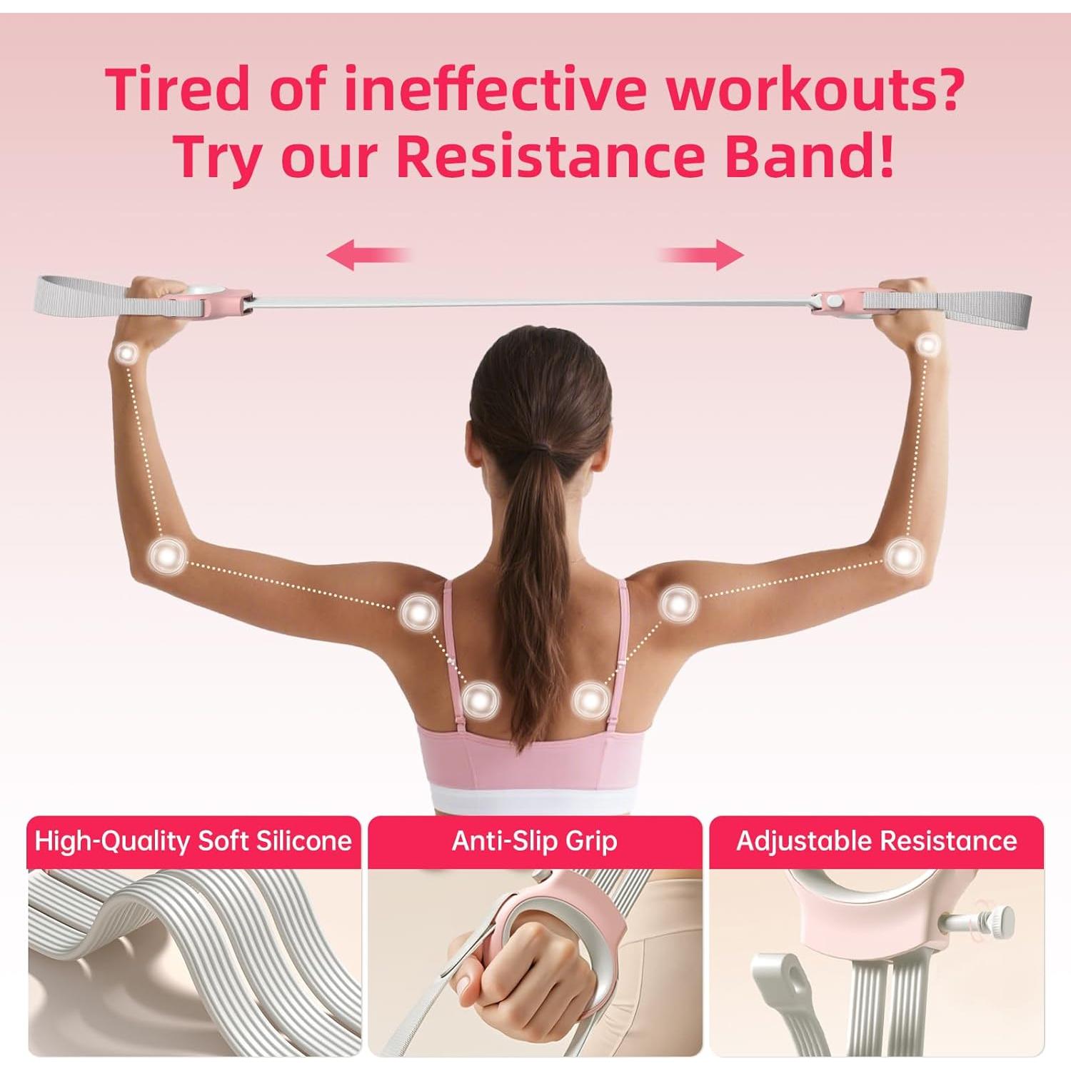 Bandas de Resistencia Ajustables VANIGO 20-60lb Rosa Poderoso