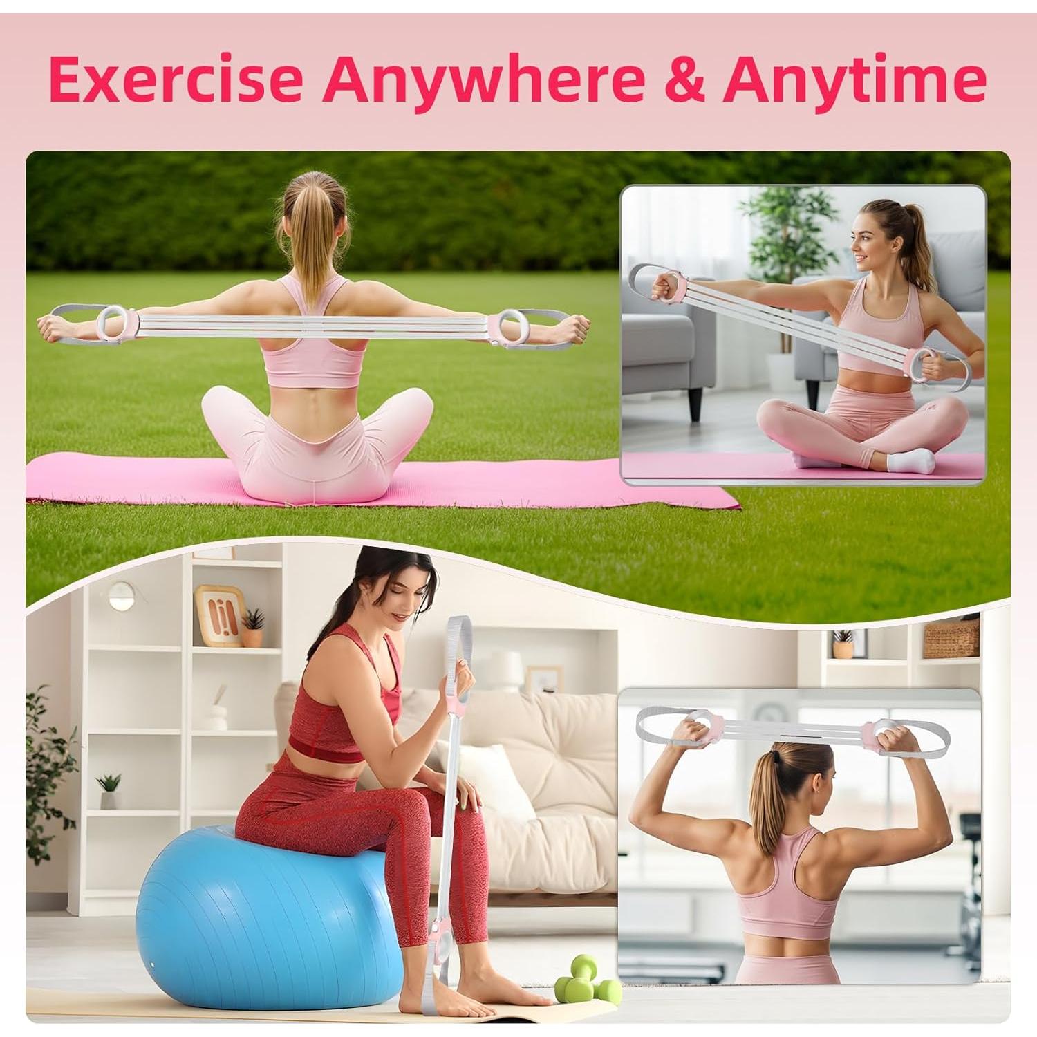 Bandas de Resistencia Ajustables VANIGO 20-60lb Rosa Poderoso