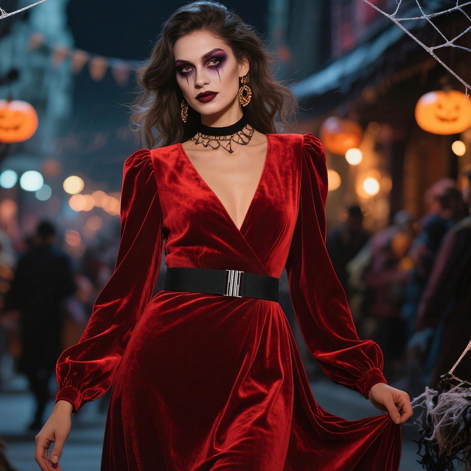 Cinturón Elástico Ancho VONMELLI para Mujeres - Ajustable Negro