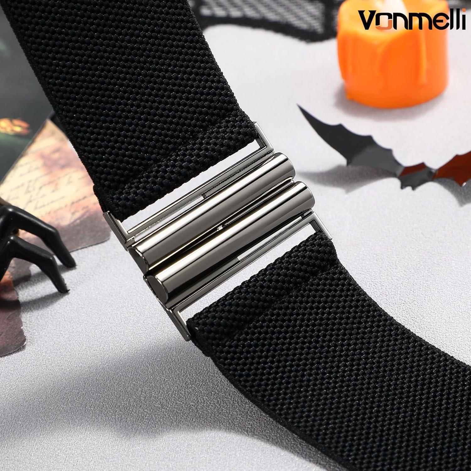 Cinturón Elástico Ancho VONMELLI para Mujeres - Ajustable Negro