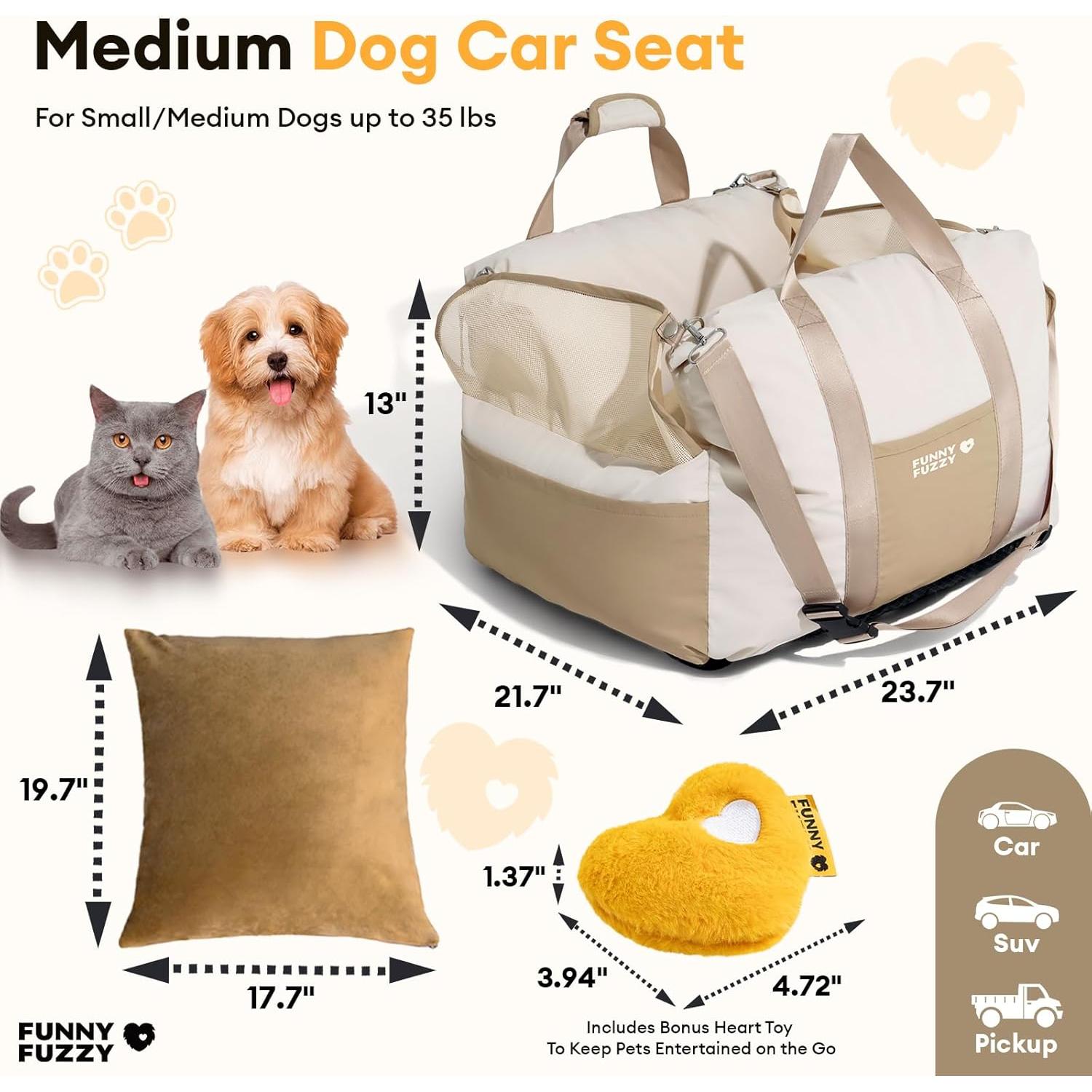 Asiento Elevador para Perros FUNNY FUZZY Beige 60x55cm