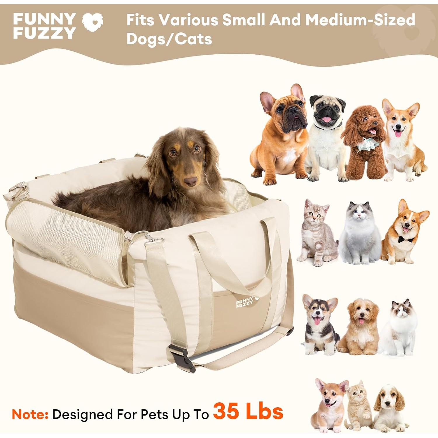 Asiento Elevador para Perros FUNNY FUZZY Beige 60x55cm