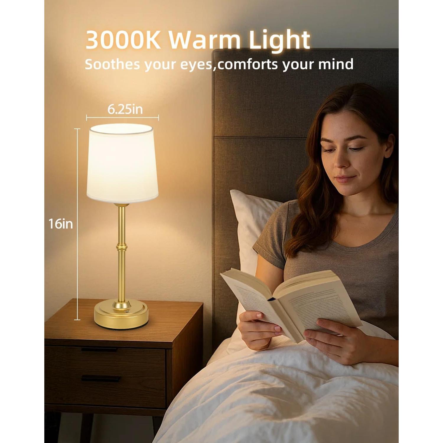 Lámpara de Mesa LED Dorada Recargable 6000mAh - Control Táctil