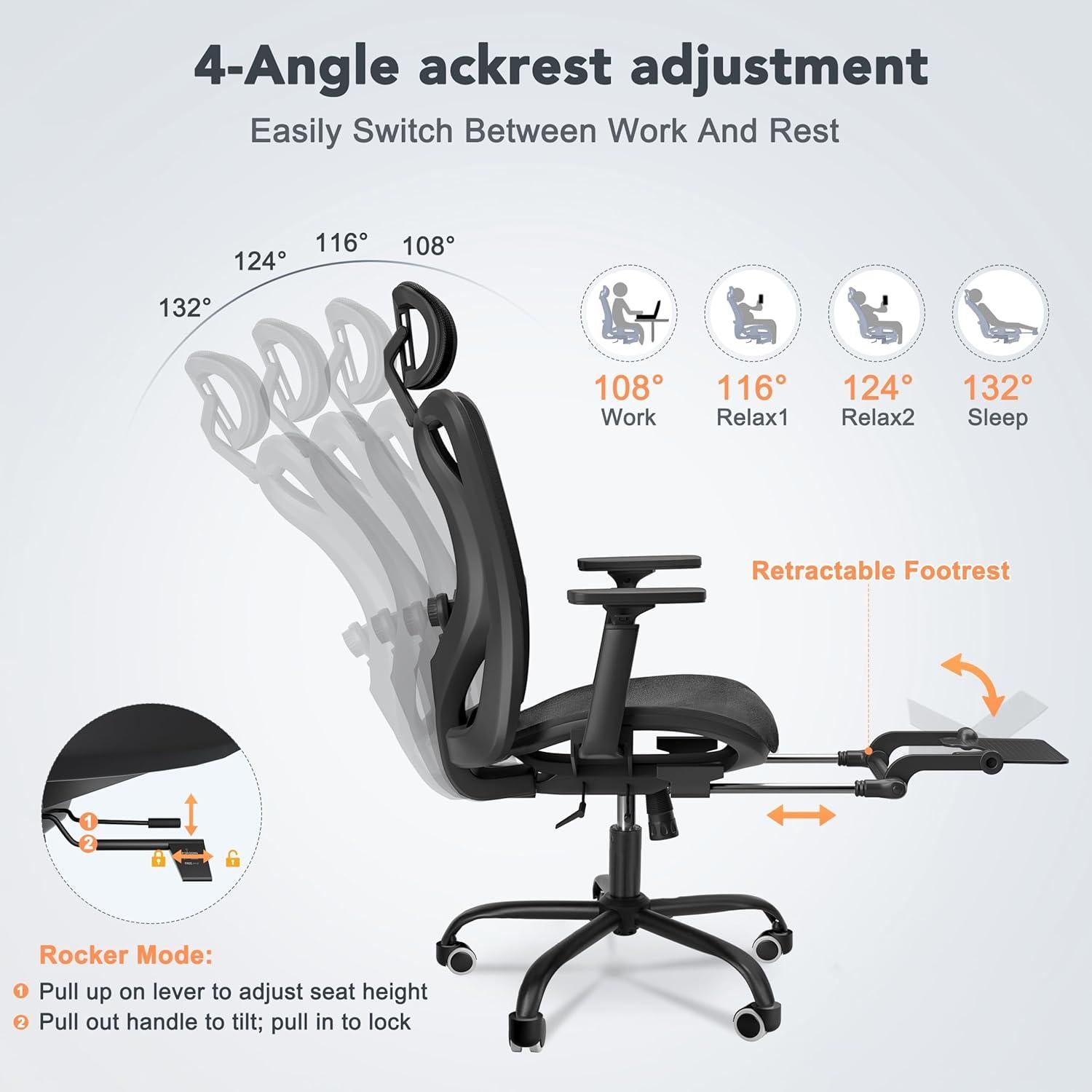 Silla de Oficina Ergonómica Decofy DC-OC01 con Soporte Lumbar