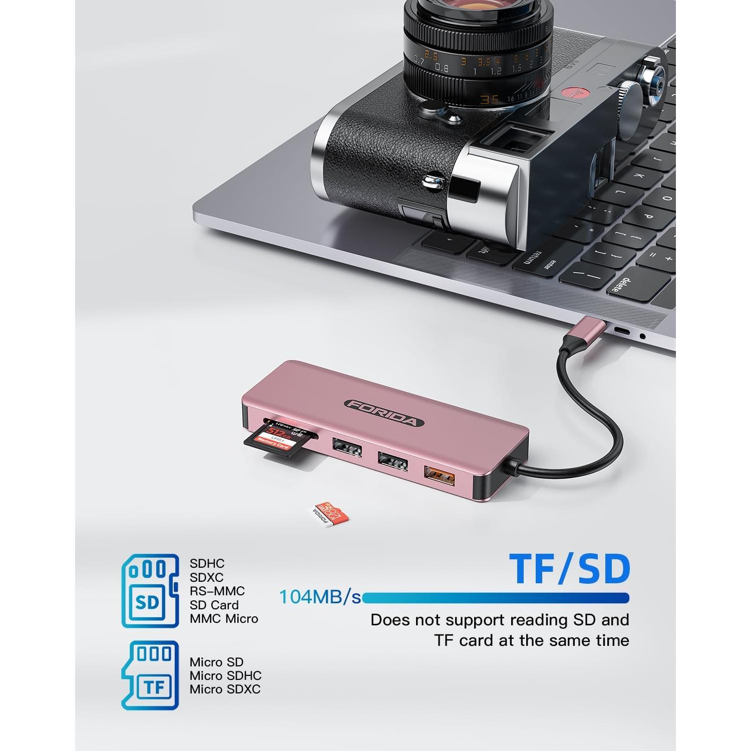 Hub USB C FORIDA 7 Puertos HDMI 4K 100W PD 10Gbps