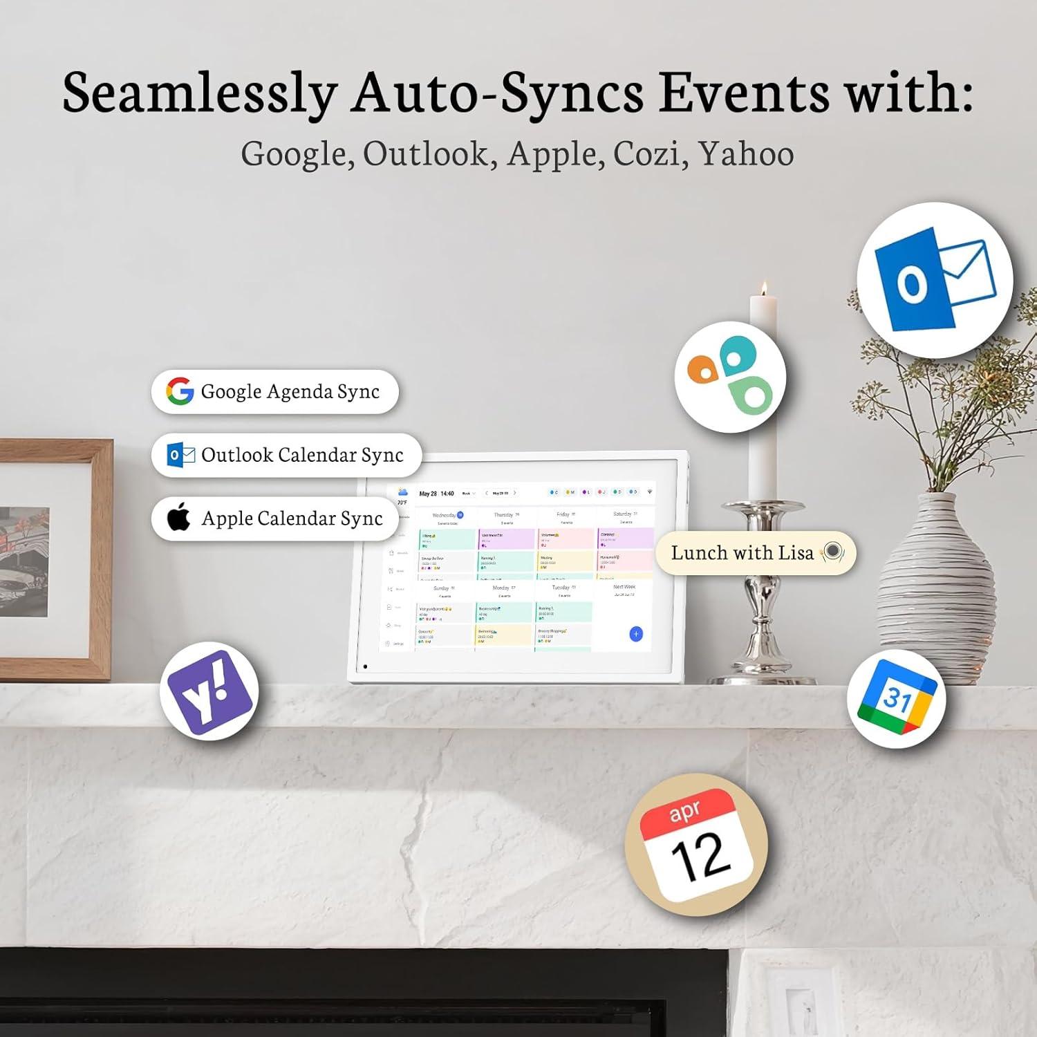 Calendario Digital Familiar BSIMB 10.1" Blanco - Pantalla Táctil