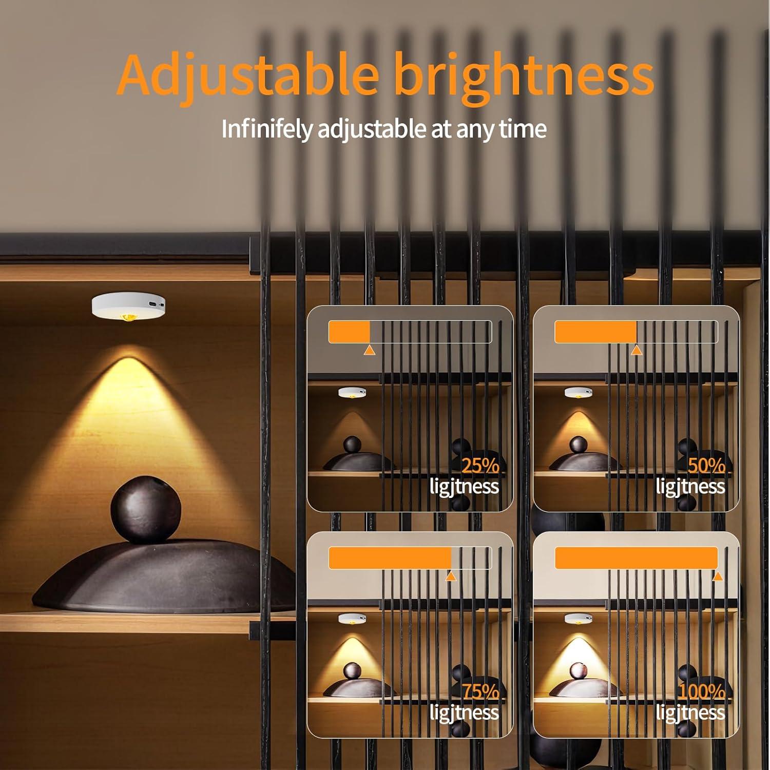 Luces Puck LED Recargables Sin Cable 2200mAh Plata 3PCS