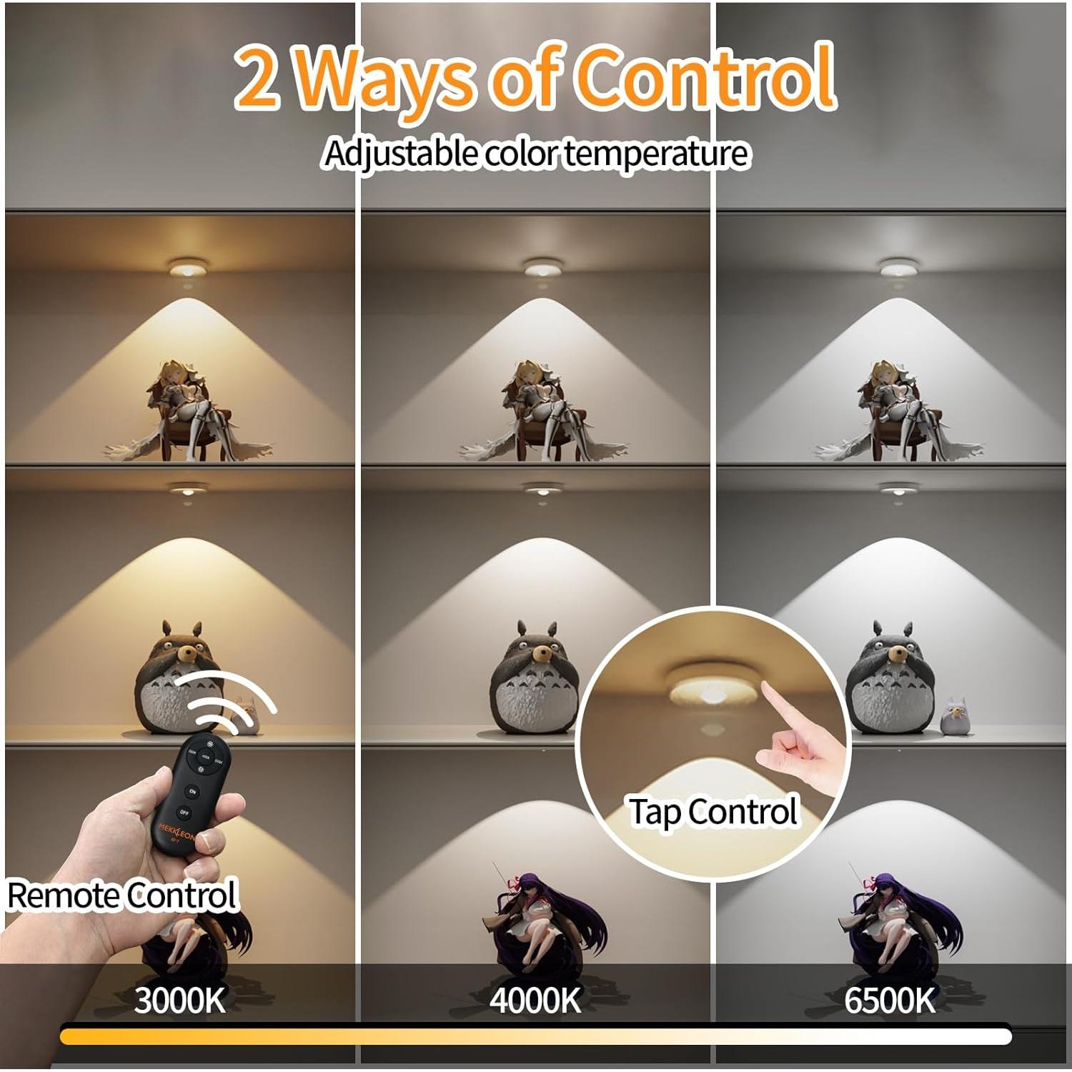 Luces Puck LED Recargables Sin Cable 2200mAh Plata 3PCS