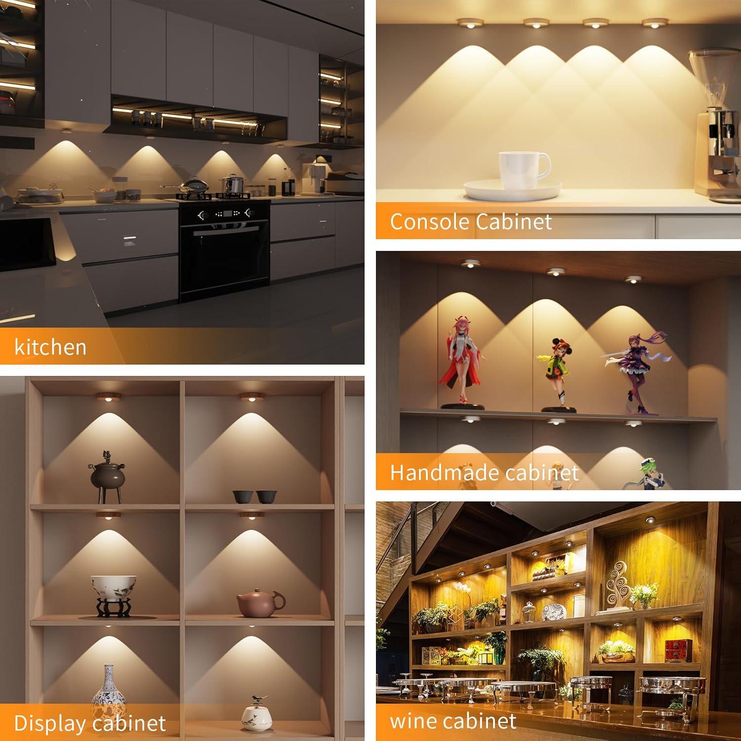 Luces Puck LED Recargables Sin Cable 2200mAh Plata 3PCS