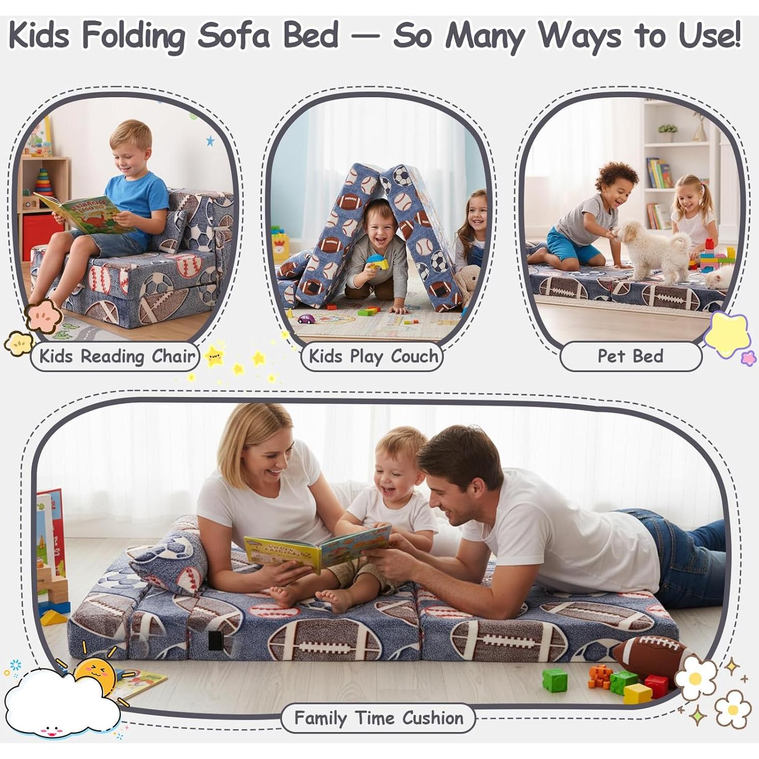 Sofá Cama Plegable Tiita para Niños con Almohada - 160x66 cm