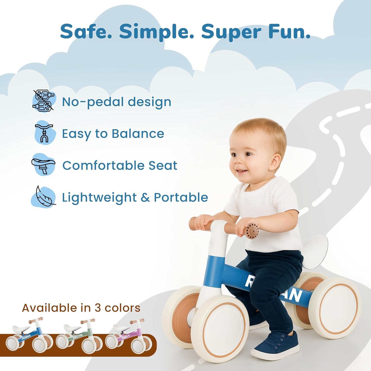 Bicicleta de Equilibrio MiniBike Azul Personalizable para Bebés