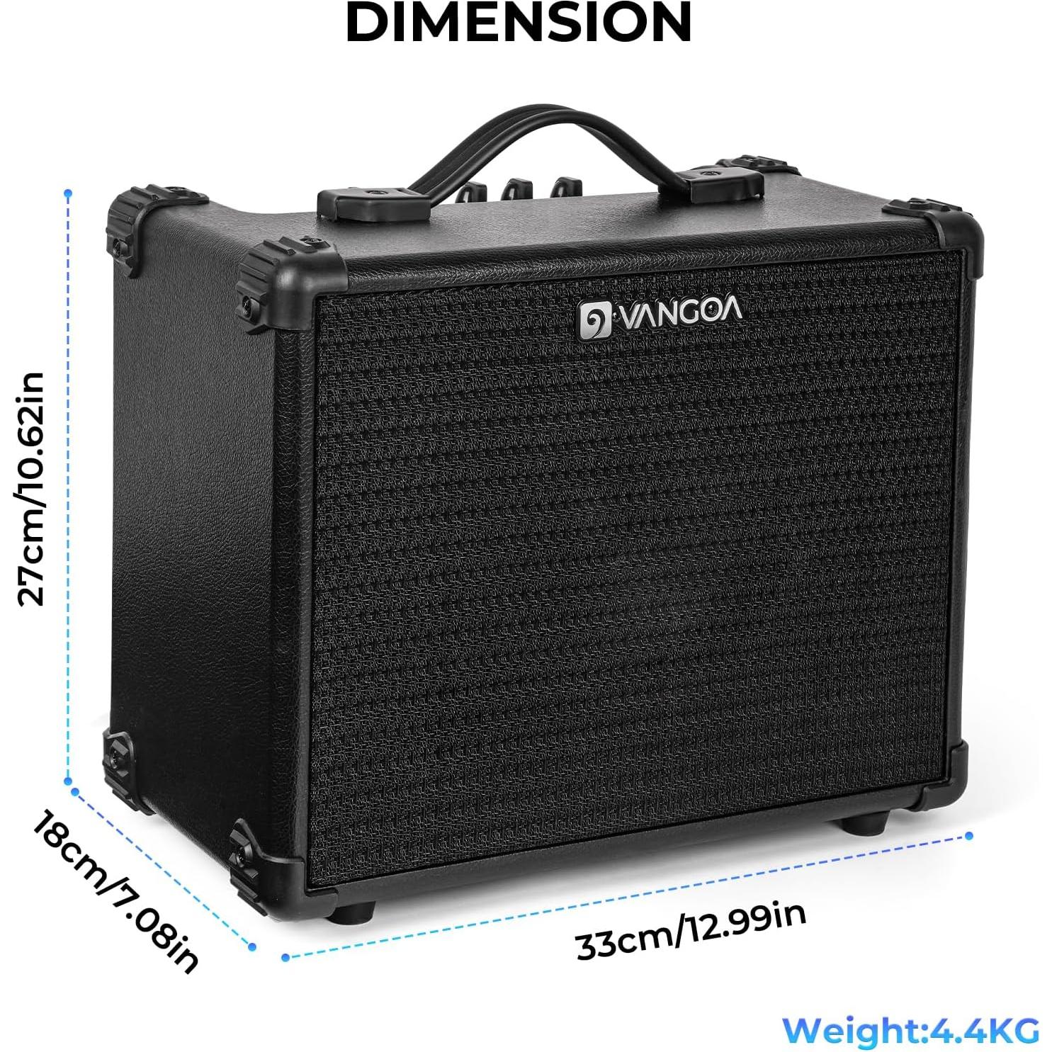 Amplificador de Bajo Vangoa 15W Portátil Negro para Práctica