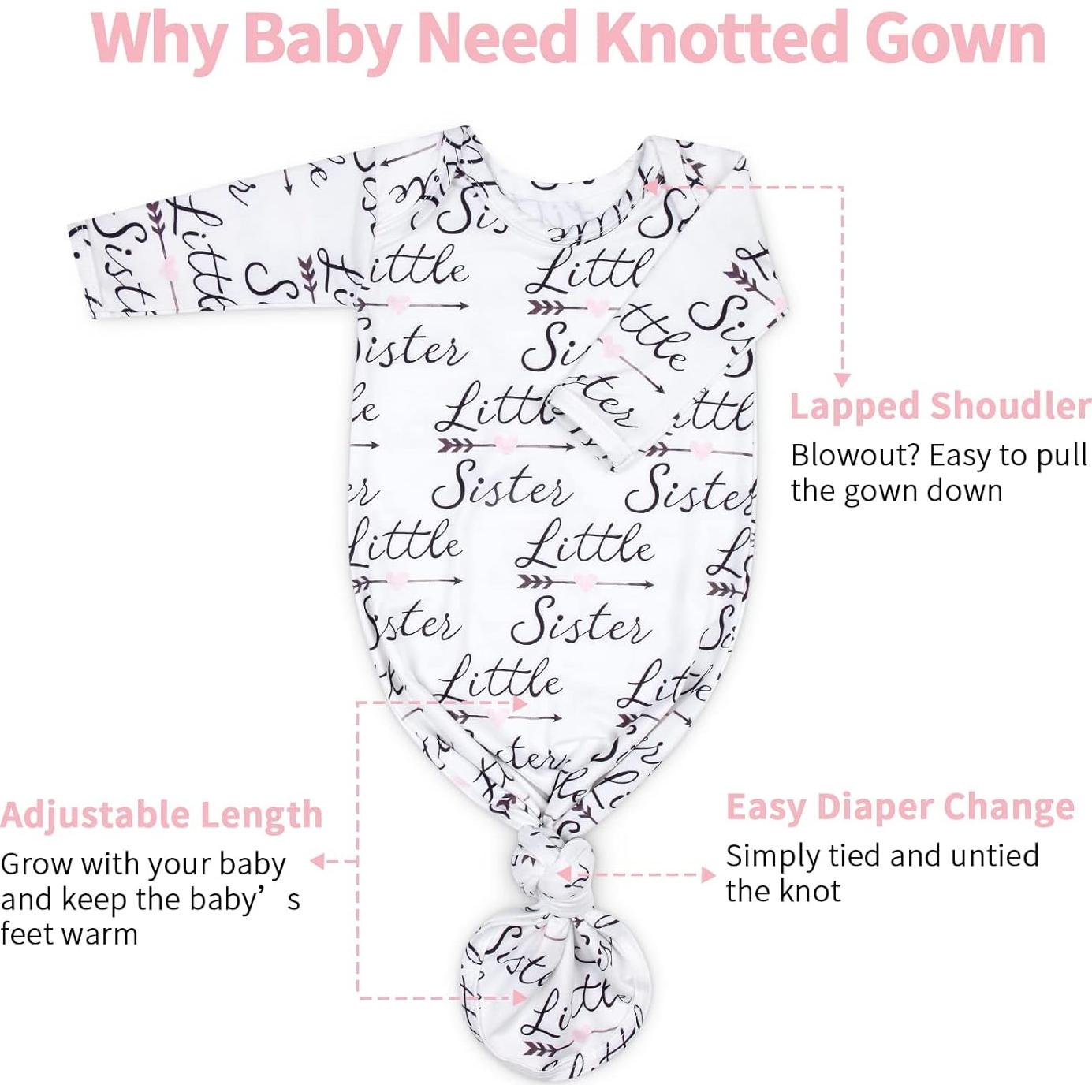 Vestido Anudado para Bebé Mikccer 0-6 Meses Suave y Transpirable