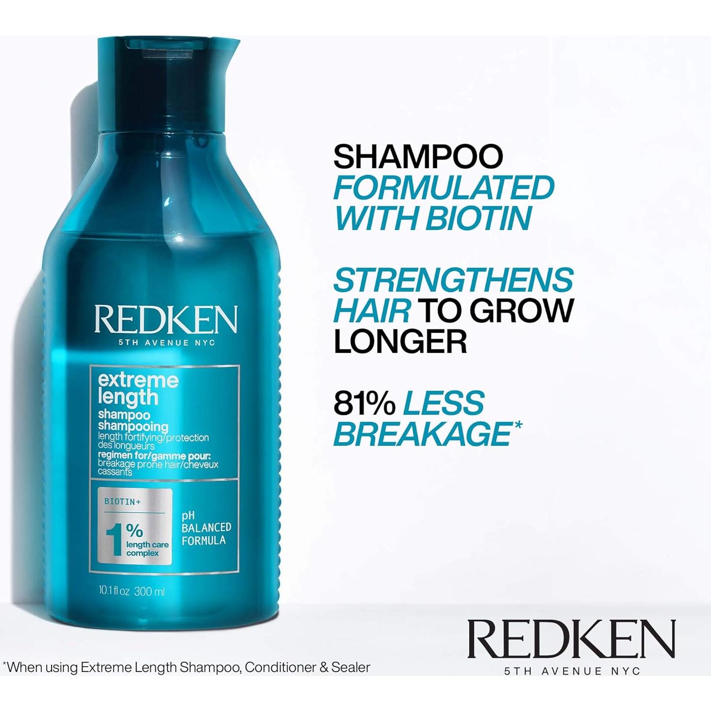 Champú Redken Extreme Length Biotina 3 Piezas - Crecimiento Saludable
