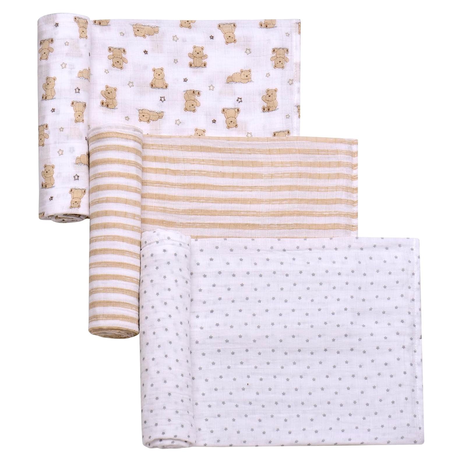 Paquete de 3 mantas de muselina Baby Starters 91x76 cm