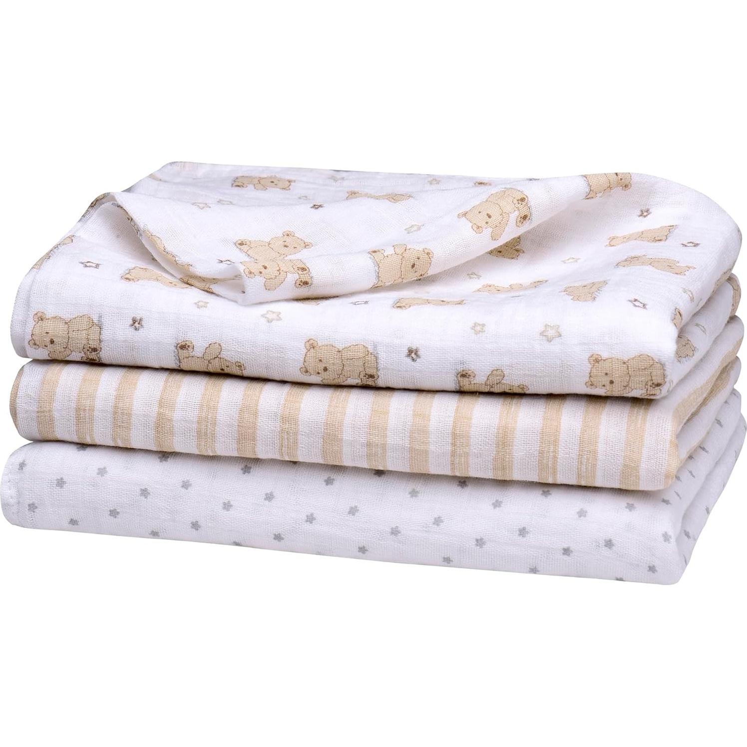 Paquete de 3 mantas de muselina Baby Starters 91x76 cm