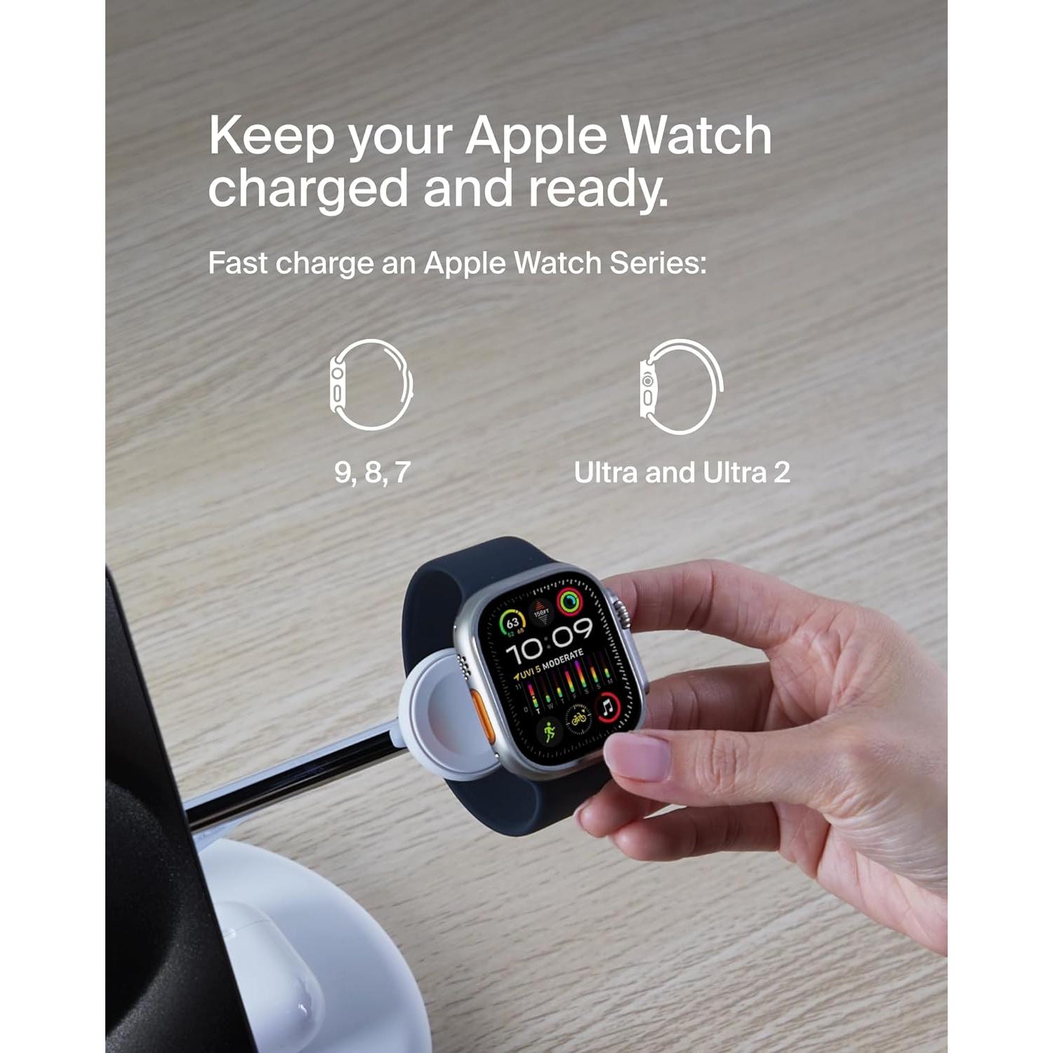 Soporte de Carga Inalámbrica 3-en-1 Belkin Qi2 15W Blanco