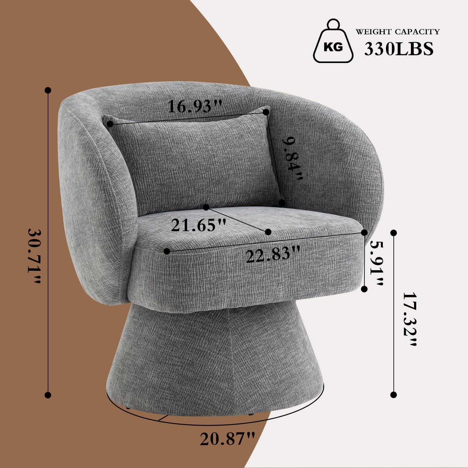 Silla de Acento Giratoria 360° Rongbuk Terciopelo Gris