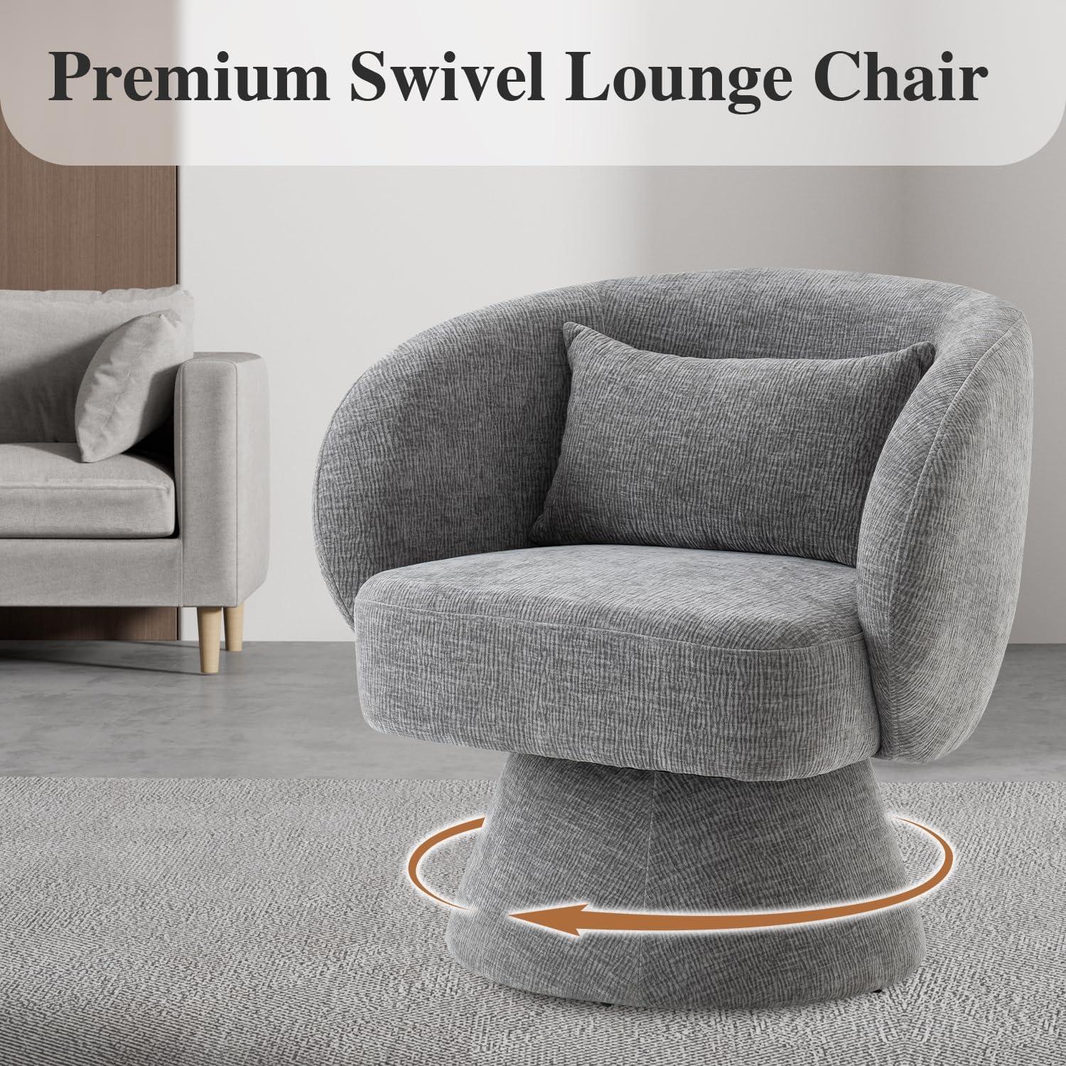 Silla de Acento Giratoria 360° Rongbuk Terciopelo Gris