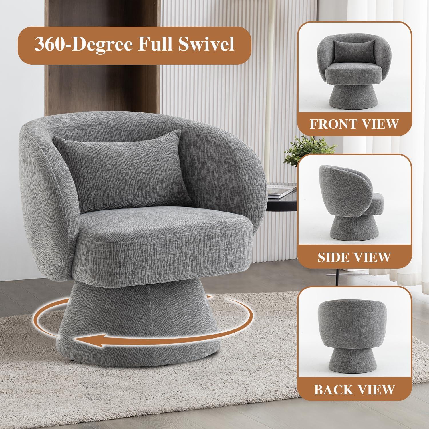 Silla de Acento Giratoria 360° Rongbuk Terciopelo Gris