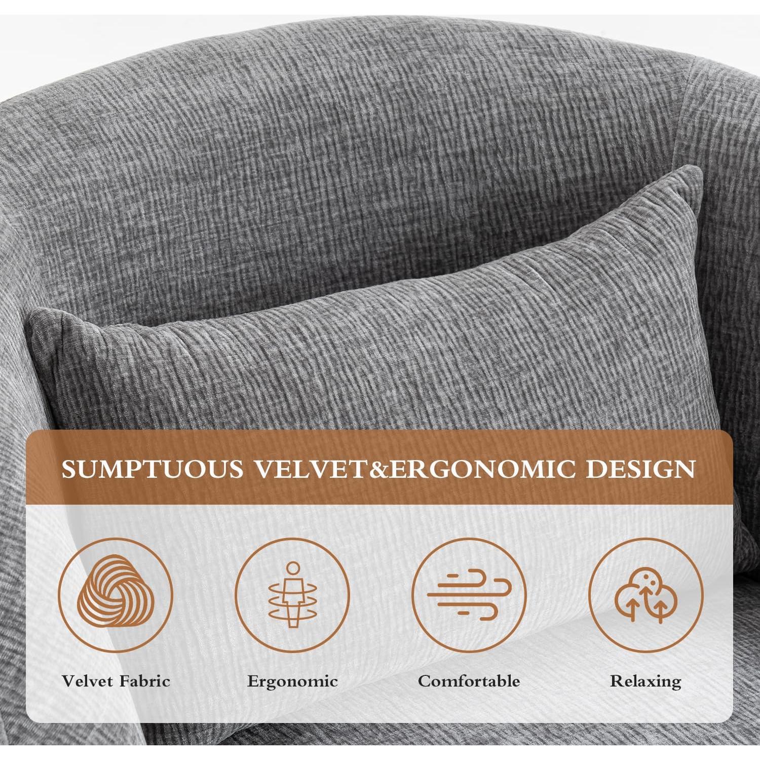 Silla de Acento Giratoria 360° Rongbuk Terciopelo Gris