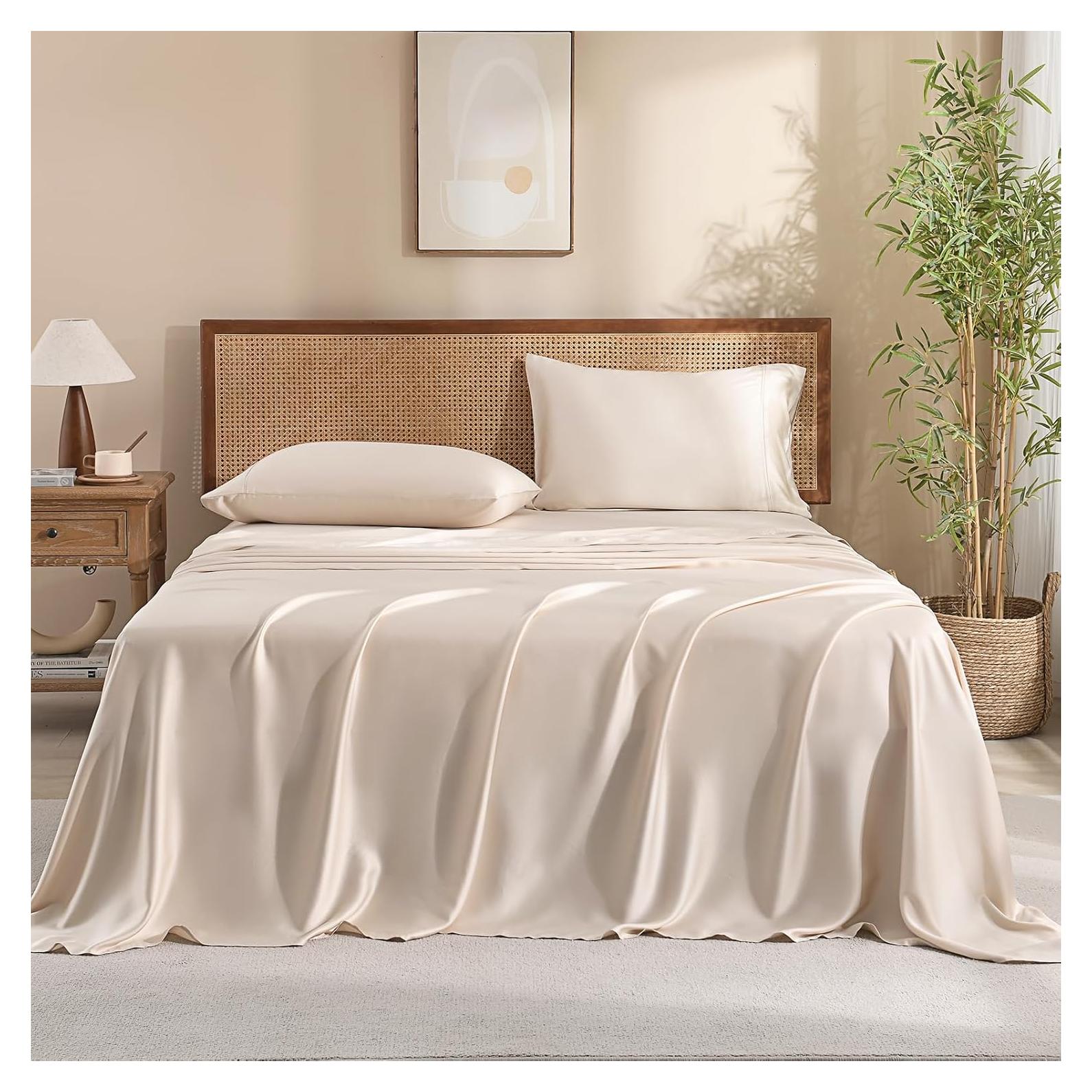 Sábanas Twin XL Rosecret 300 Hilos Viscosa de Bambú Beige