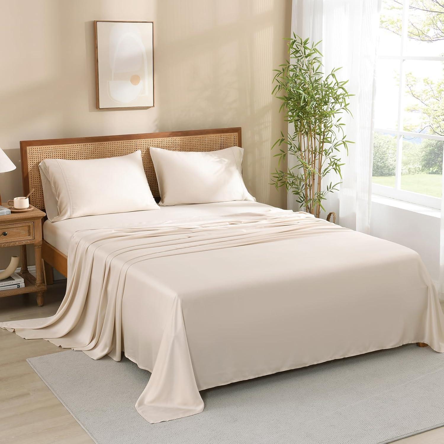 Sábanas Twin XL Rosecret 300 Hilos Viscosa de Bambú Beige