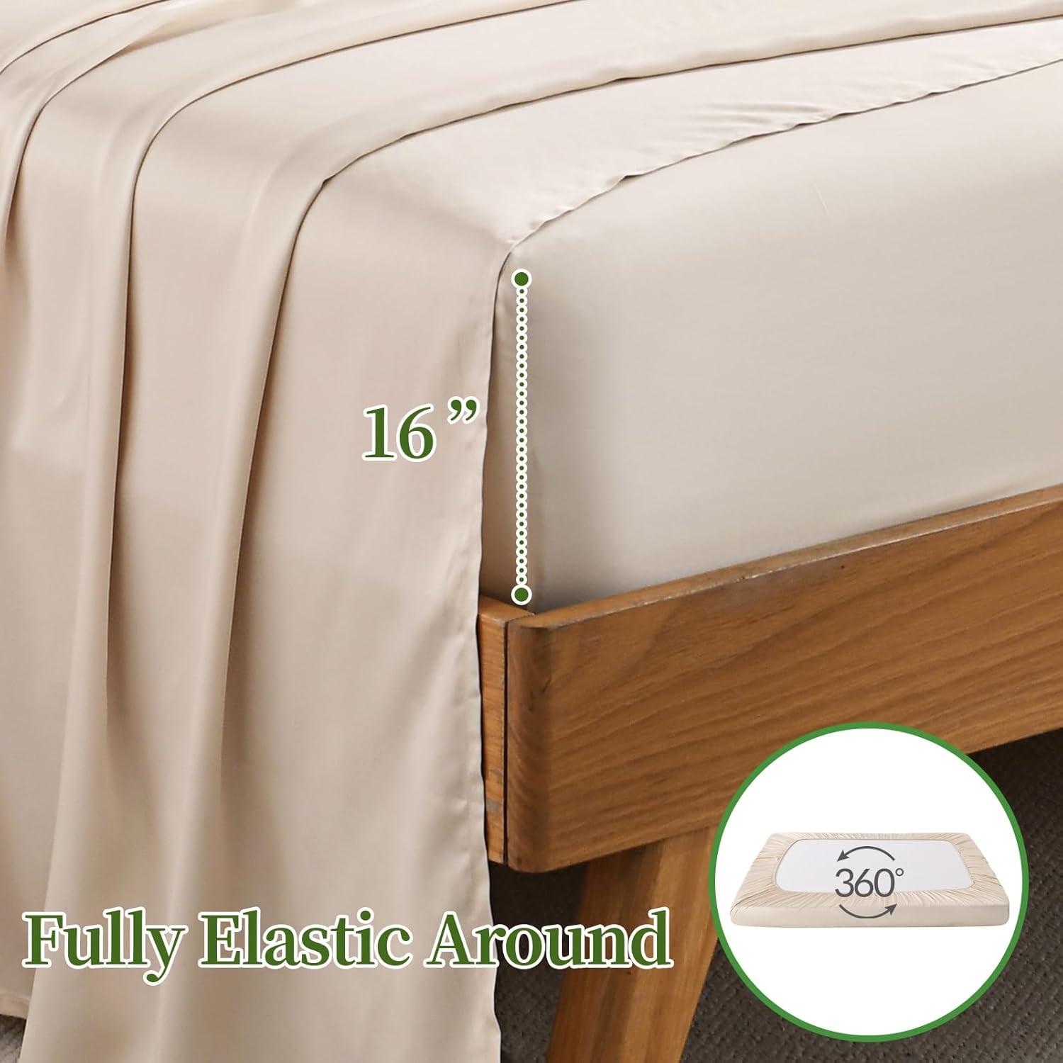 Sábanas Twin XL Rosecret 300 Hilos Viscosa de Bambú Beige