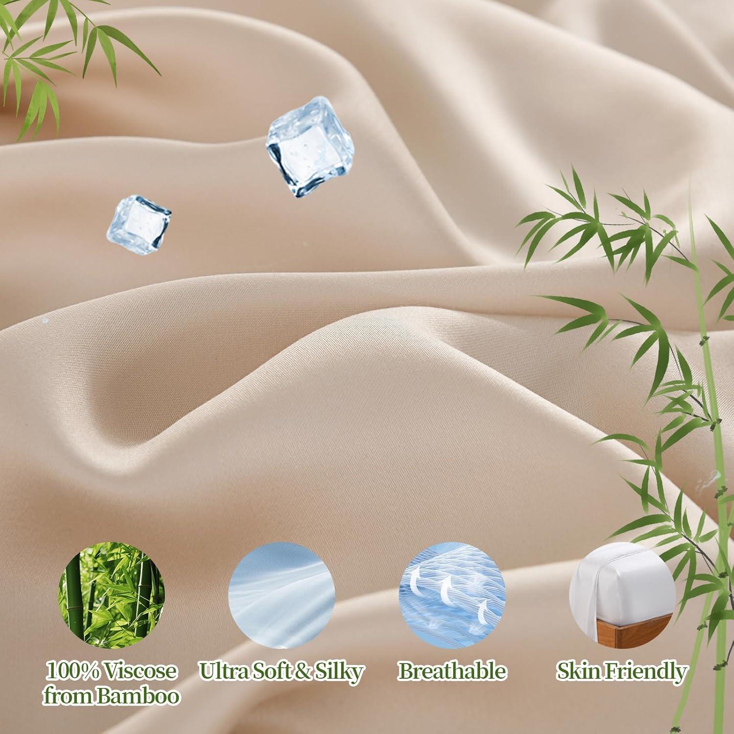 Sábanas Twin XL Rosecret 300 Hilos Viscosa de Bambú Beige