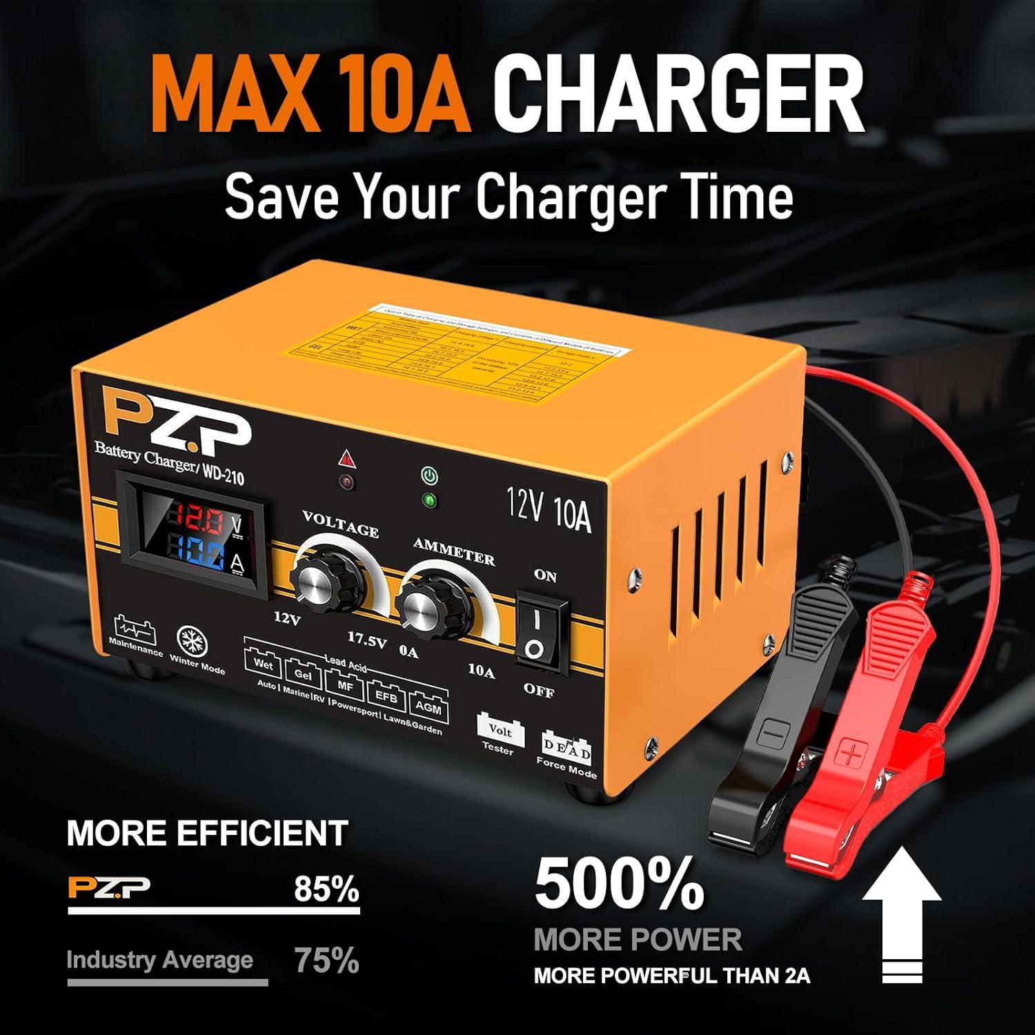 Cargador de Batería Manual PZP 12V 0-10A Ajustable