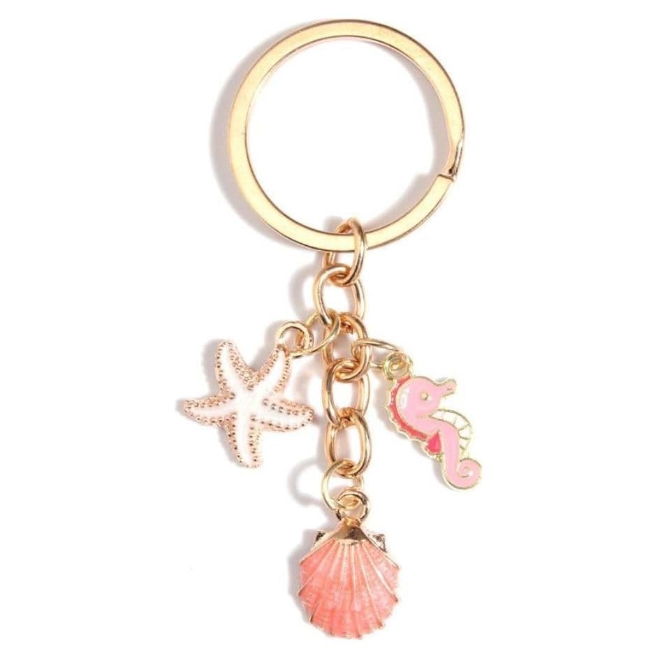 Llavero temático de playa concha estrella mar 3.7cm