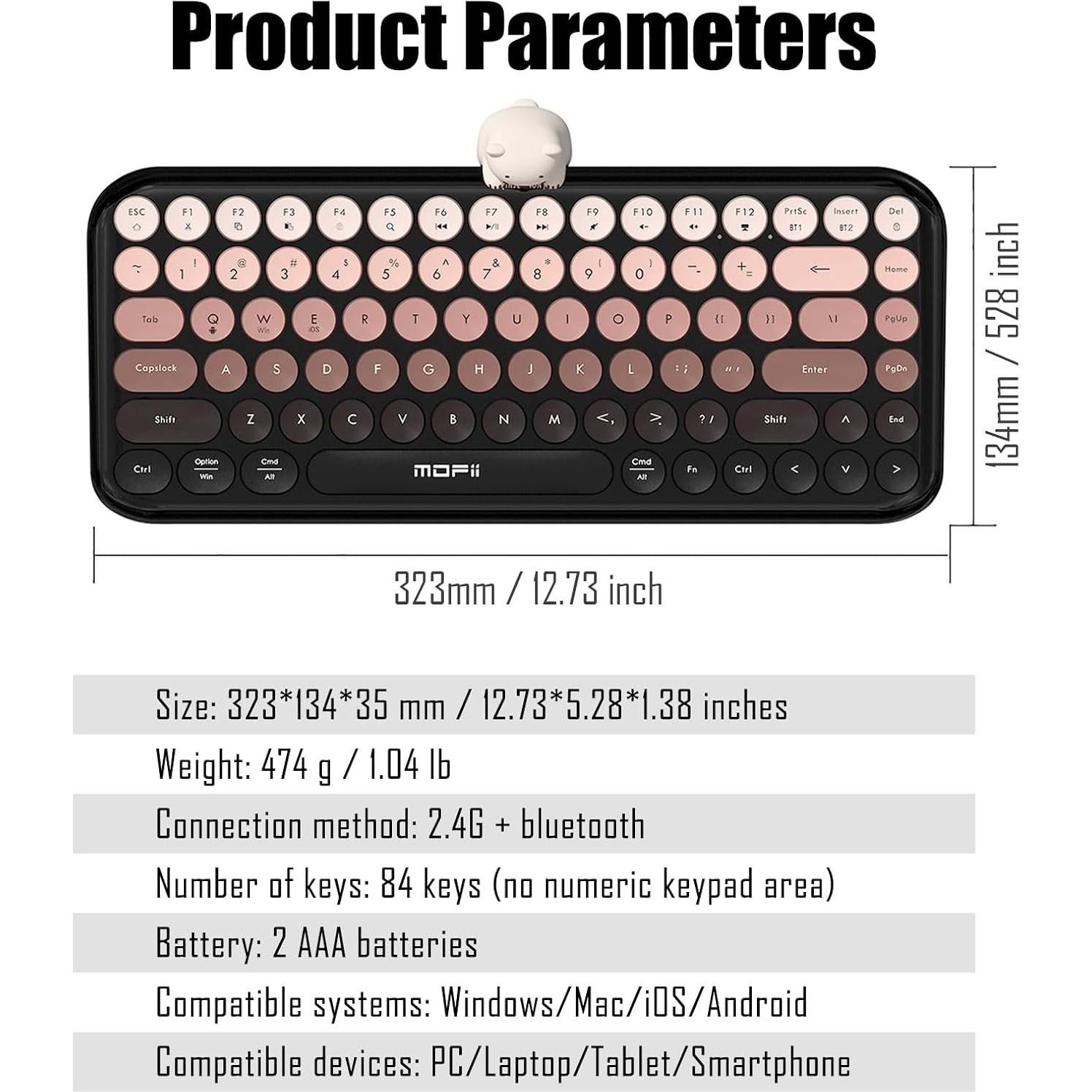Teclado Inalámbrico Compacto Lomiluskr TKL Bluetooth 2.4G Negro