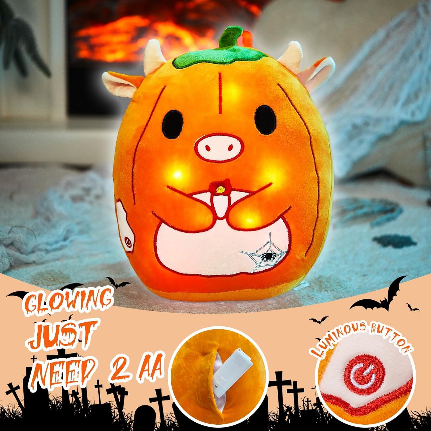 Almohada de Peluche de Vaca Naranja CozyWorld 30 cm LED