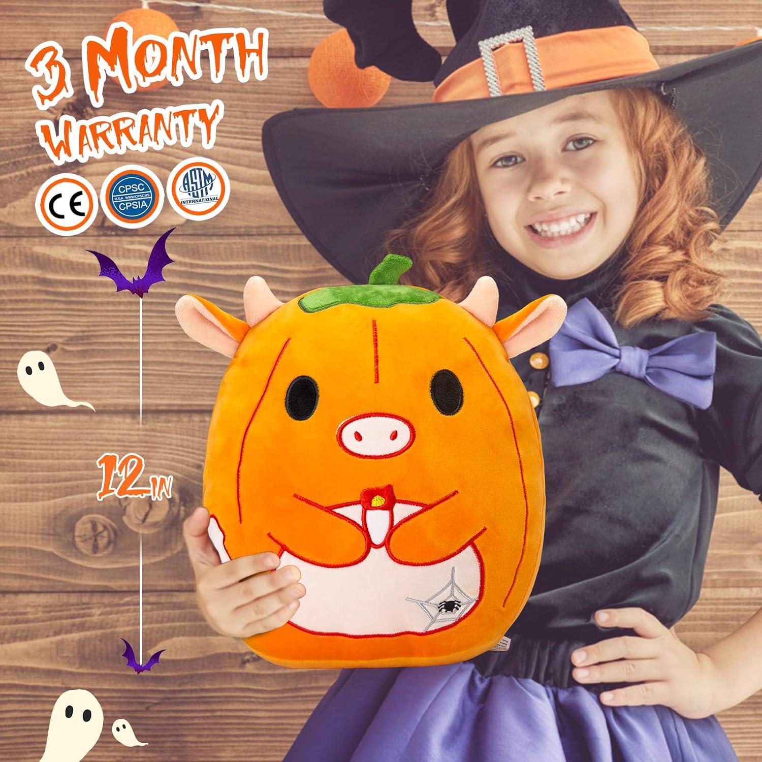 Almohada de Peluche de Vaca Naranja CozyWorld 30 cm LED