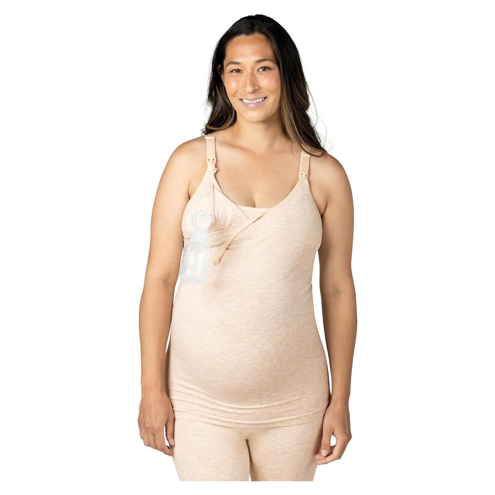 Kindred Bravely Sublime Pumping & Nursing Cami, Hands Free, Nursing Tank Tops Adjustable Pumping Bra with Easy Clip (Oatmeal Heather, Small-Busty) at Amazon Women’s Clothing store