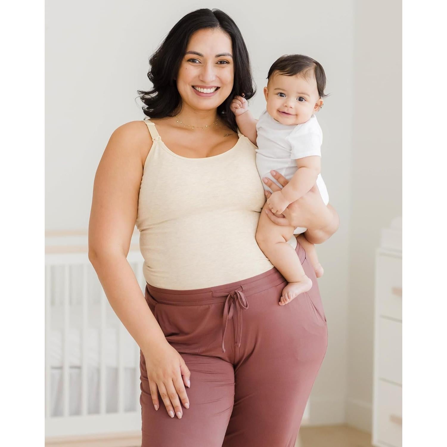 Kindred Bravely Sublime Pumping & Nursing Cami, Hands Free, Nursing Tank Tops Adjustable Pumping Bra with Easy Clip (Oatmeal Heather, Small-Busty) at Amazon Women’s Clothing store