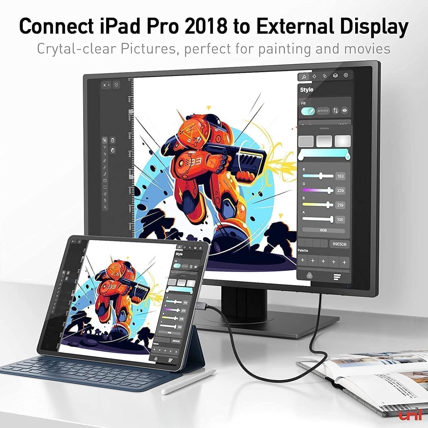Cable USB C a HDMI uni 1.8M 4K Alta Velocidad Gris