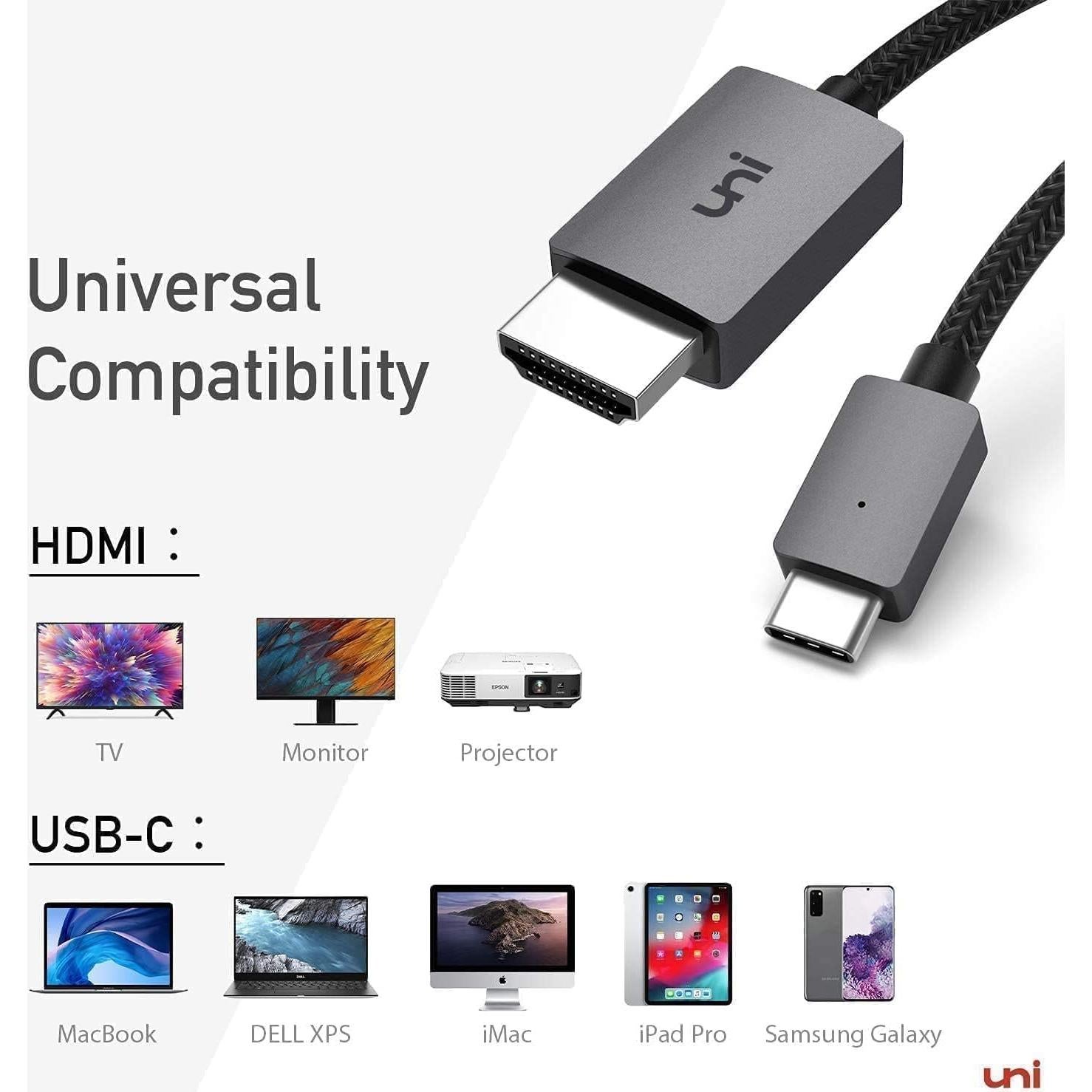 Cable USB C a HDMI uni 1.8M 4K Alta Velocidad Gris