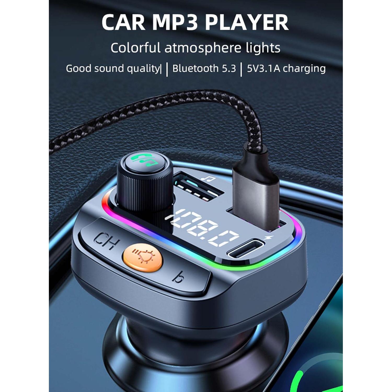 Transmisor FM Bluetooth 5.3 ACECAR C2 con Cargador USB