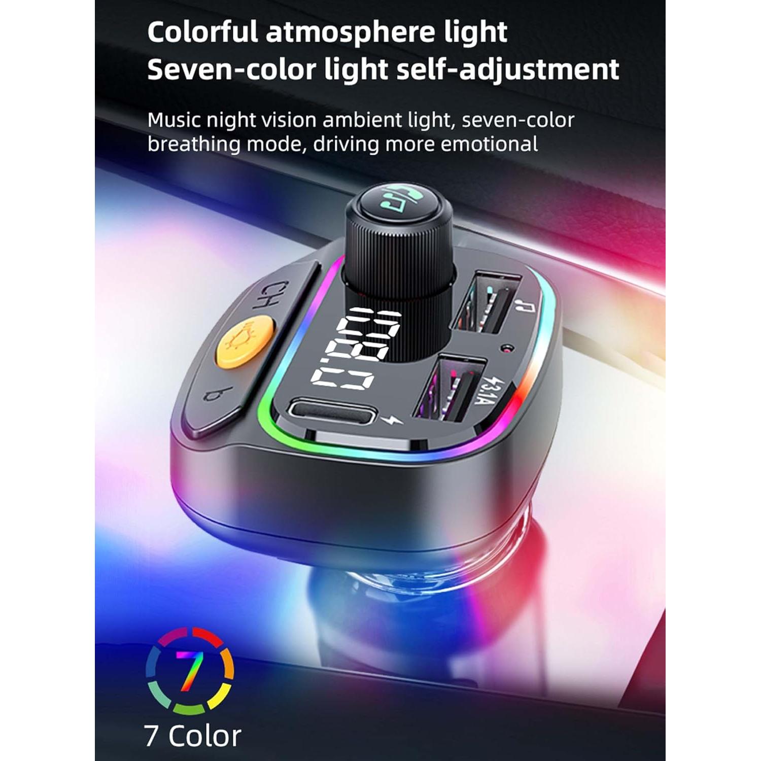 Transmisor FM Bluetooth 5.3 ACECAR C2 con Cargador USB