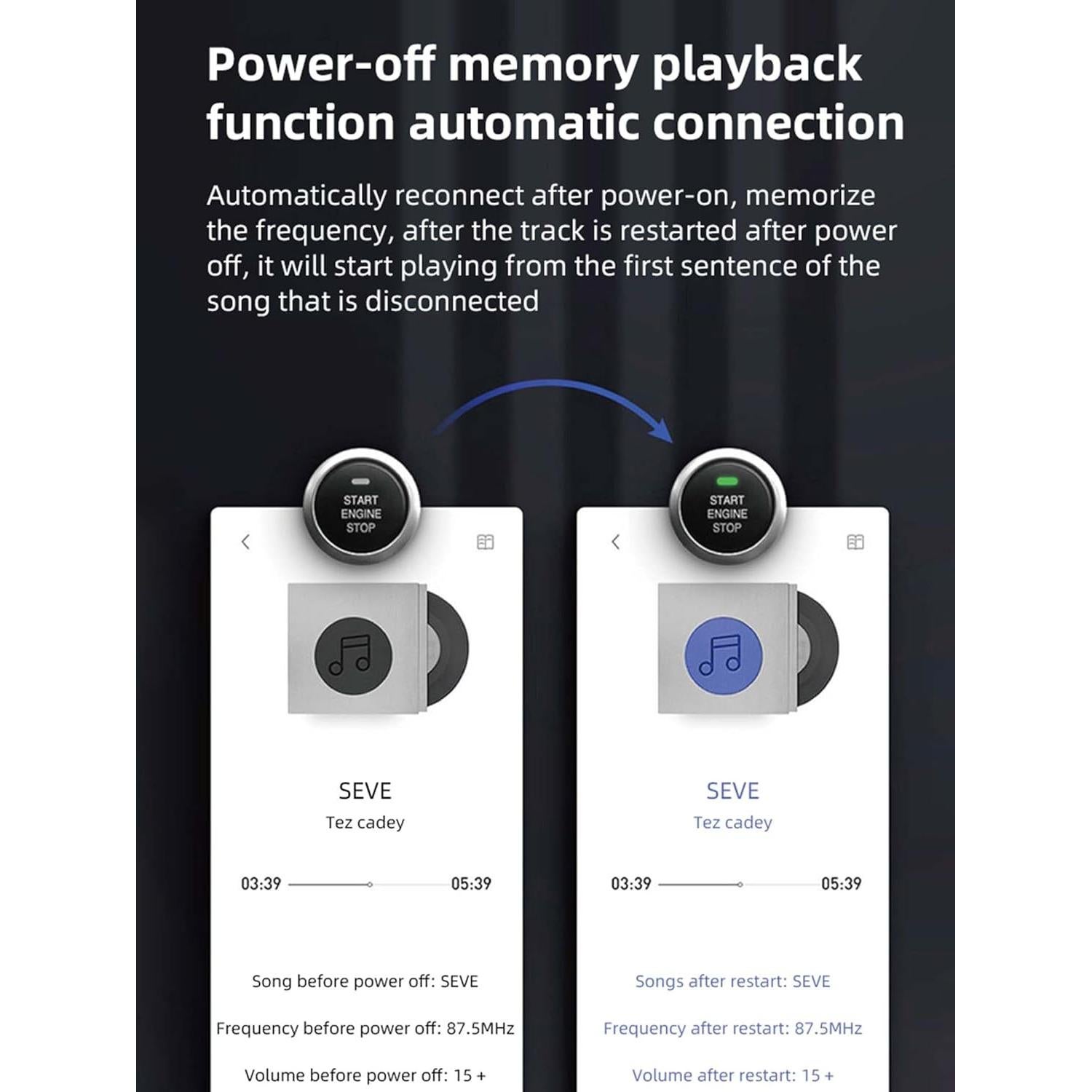 Transmisor FM Bluetooth 5.3 ACECAR C2 con Cargador USB