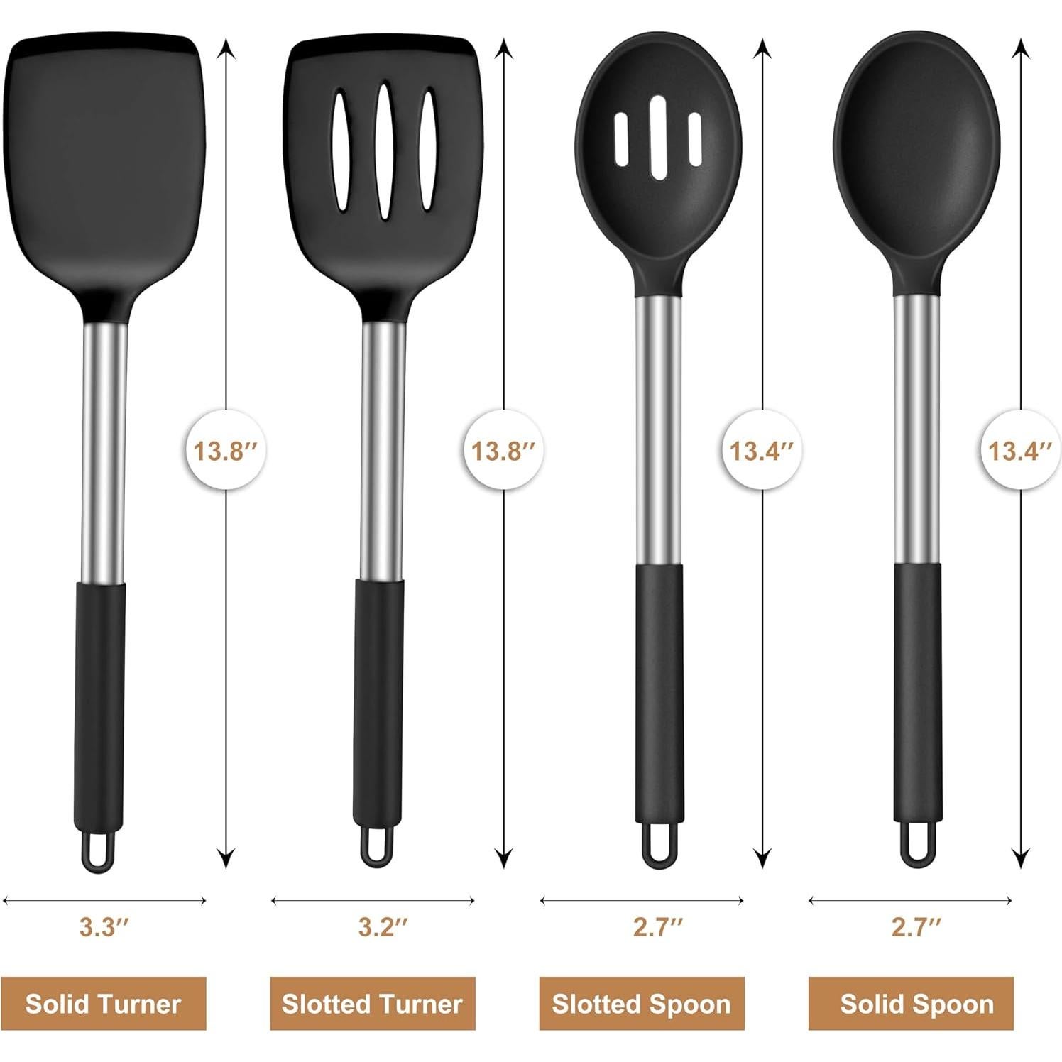 Juego de Utensilios de Cocina LIANYU 4 Piezas Silicona Negro