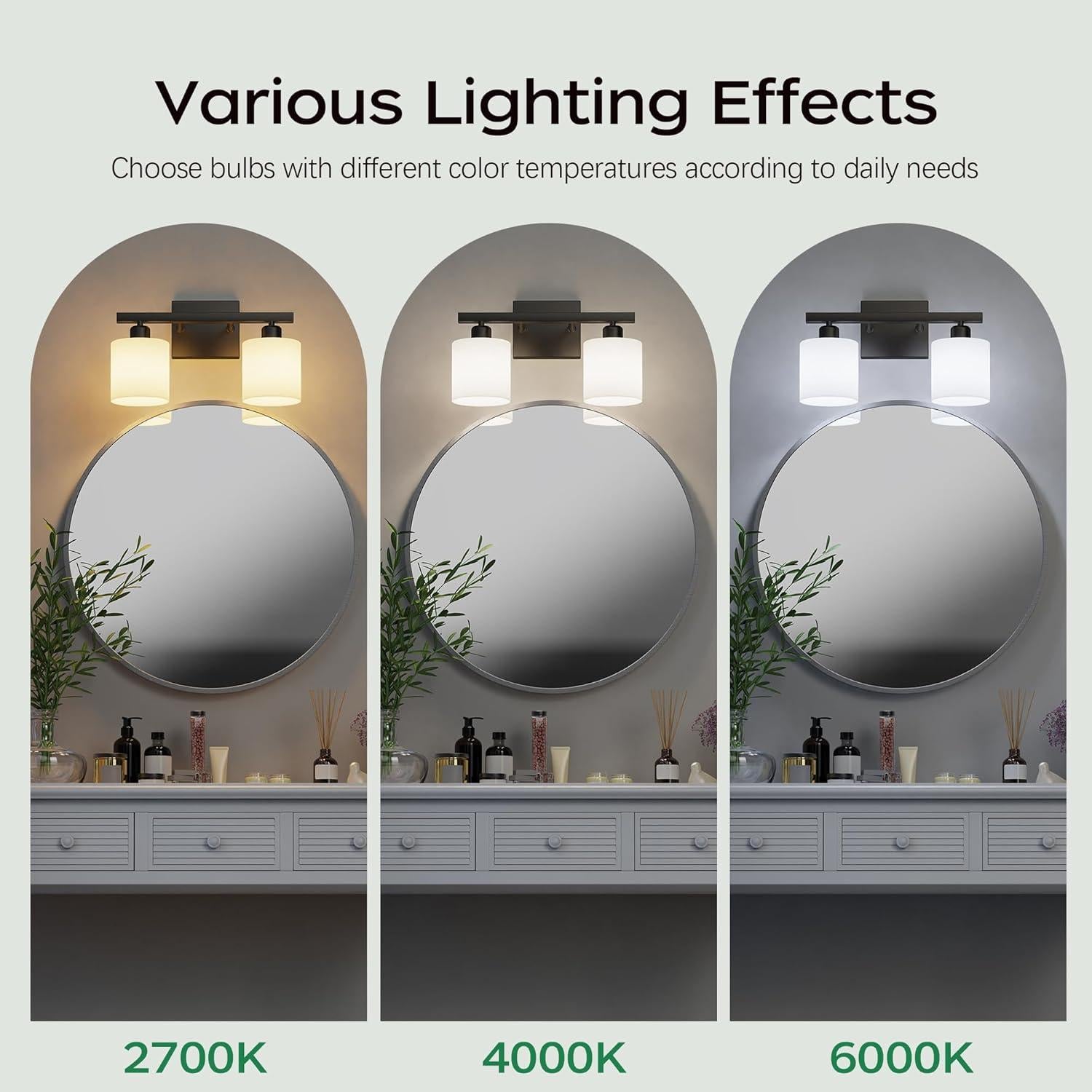 Aplique de Baño PARTPHONER 2-Luz Negro Mate con Vidrio Texturizado