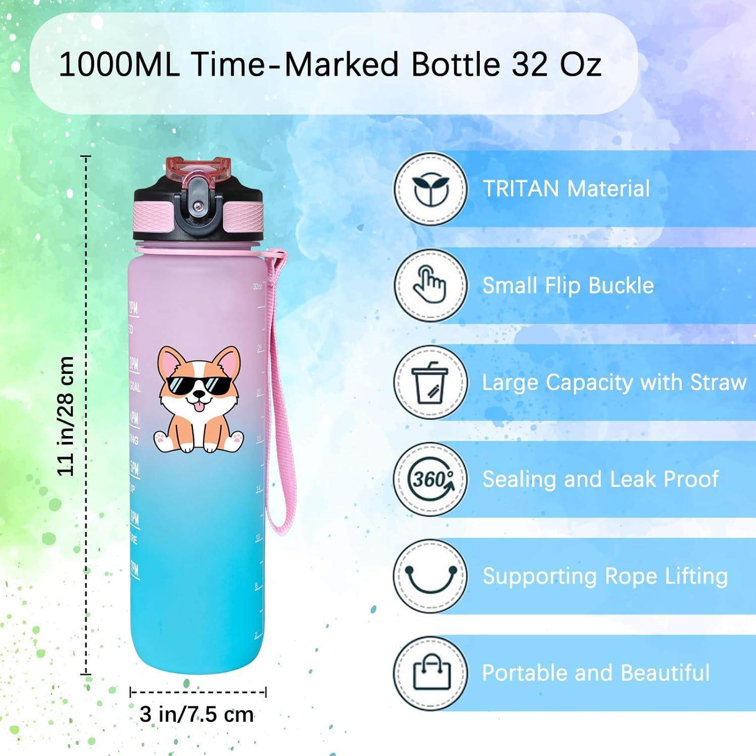 Botella de Agua Deportiva Fenmshairy 0.95L Corgi a Prueba de Fugas