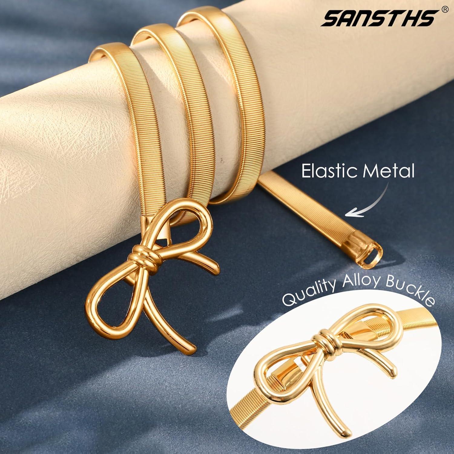 Cinturón Elástico de Metal Delgado Sanths para Mujeres - Oro