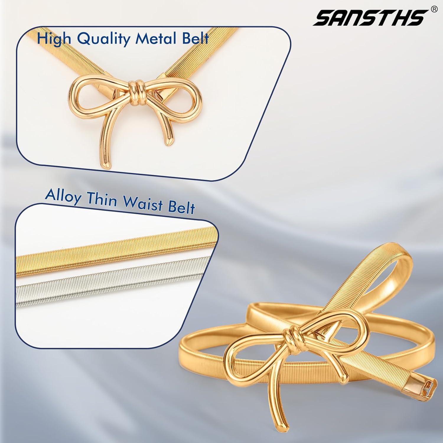 Cinturón Elástico de Metal Delgado Sanths para Mujeres - Oro