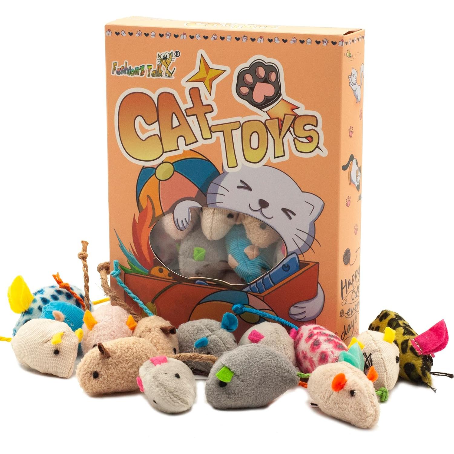 Juguetes para Gatos Fashion's Talk - 32 Ratones de Peluche con Hierba Gatera