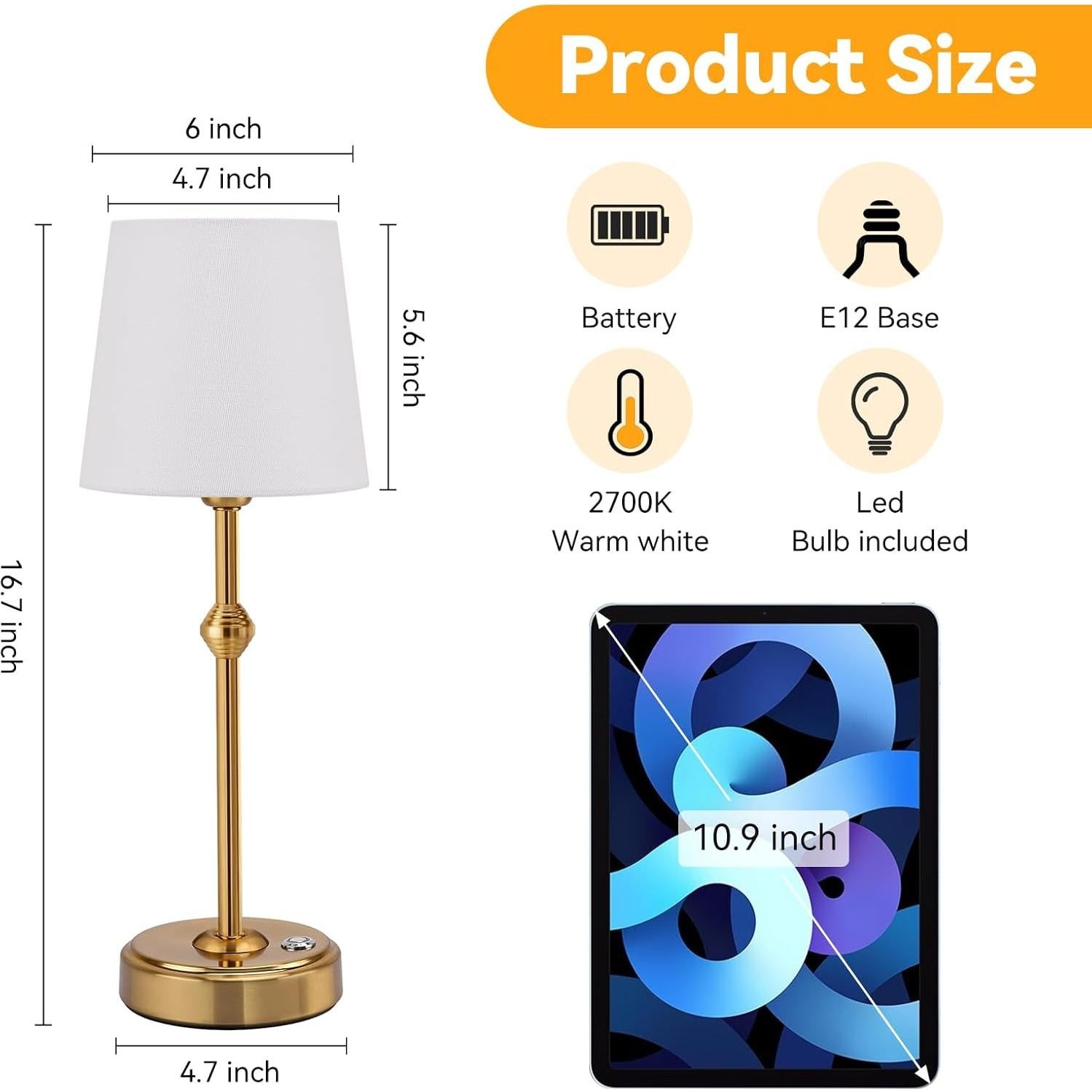 Lámpara de Mesa LED Inalámbrica KOZEOTA BTL001 4000mAh Bronce