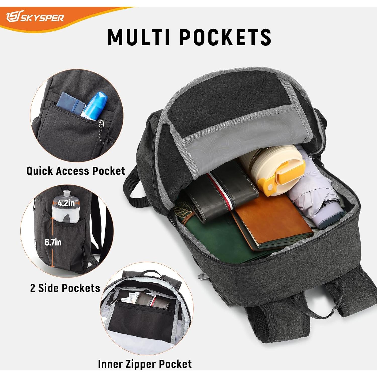 Mochila de Senderismo Antirrobo SKYSPER 18L Plegable Negra