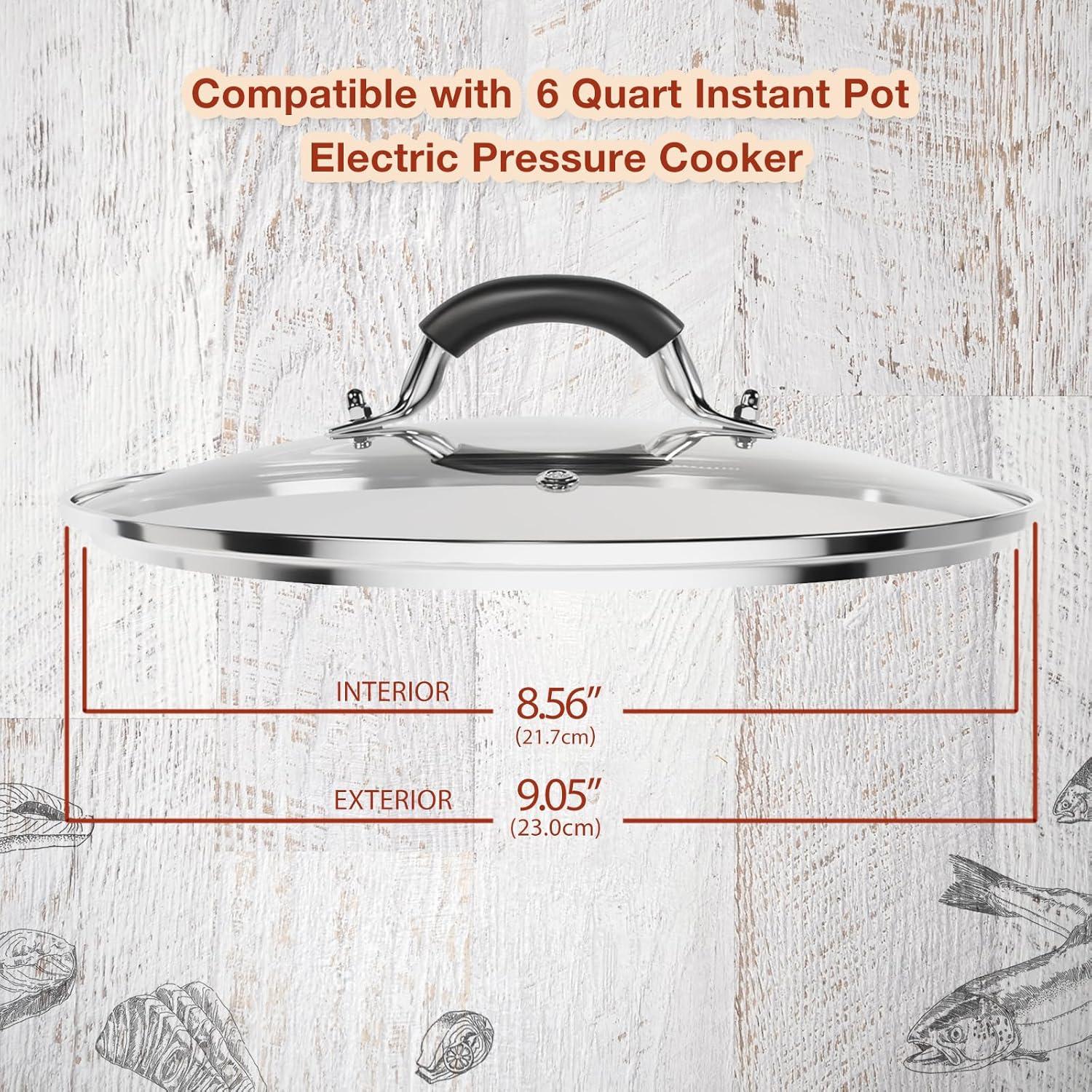 Tapa de vidrio templado WishDirect 9.1" para olla 6 qt